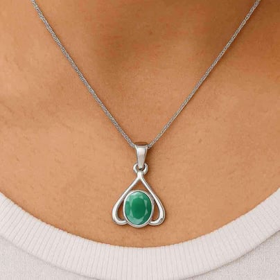 Classic Sterling Silver Emerald Gemstone Pendant