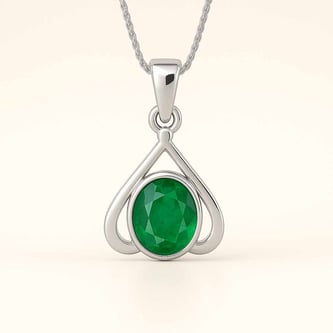 Classic Sterling Silver Emerald Gemstone Pendant