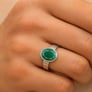Classic Sterling Silver Emerald Gemstone Ring for Male