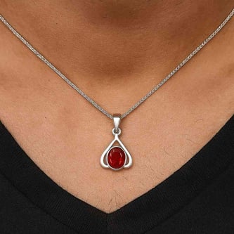 Classic Sterling Silver Hessonite Gomed Gemstone Pendant