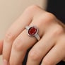 Classic Sterling Silver Hessonite Gomed Gemstone Ring for Male