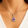 Classic Sterling Silver Natural Amethyst Gemstone Pendant