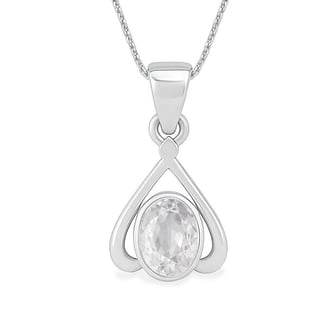 Classic Sterling Silver Natural Zircon Gemstone Pendant