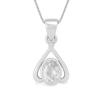 Classic Sterling Silver Natural Zircon Gemstone Pendant