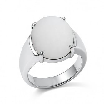 Classic Sterling Silver Opal Gemstone Ring for Male