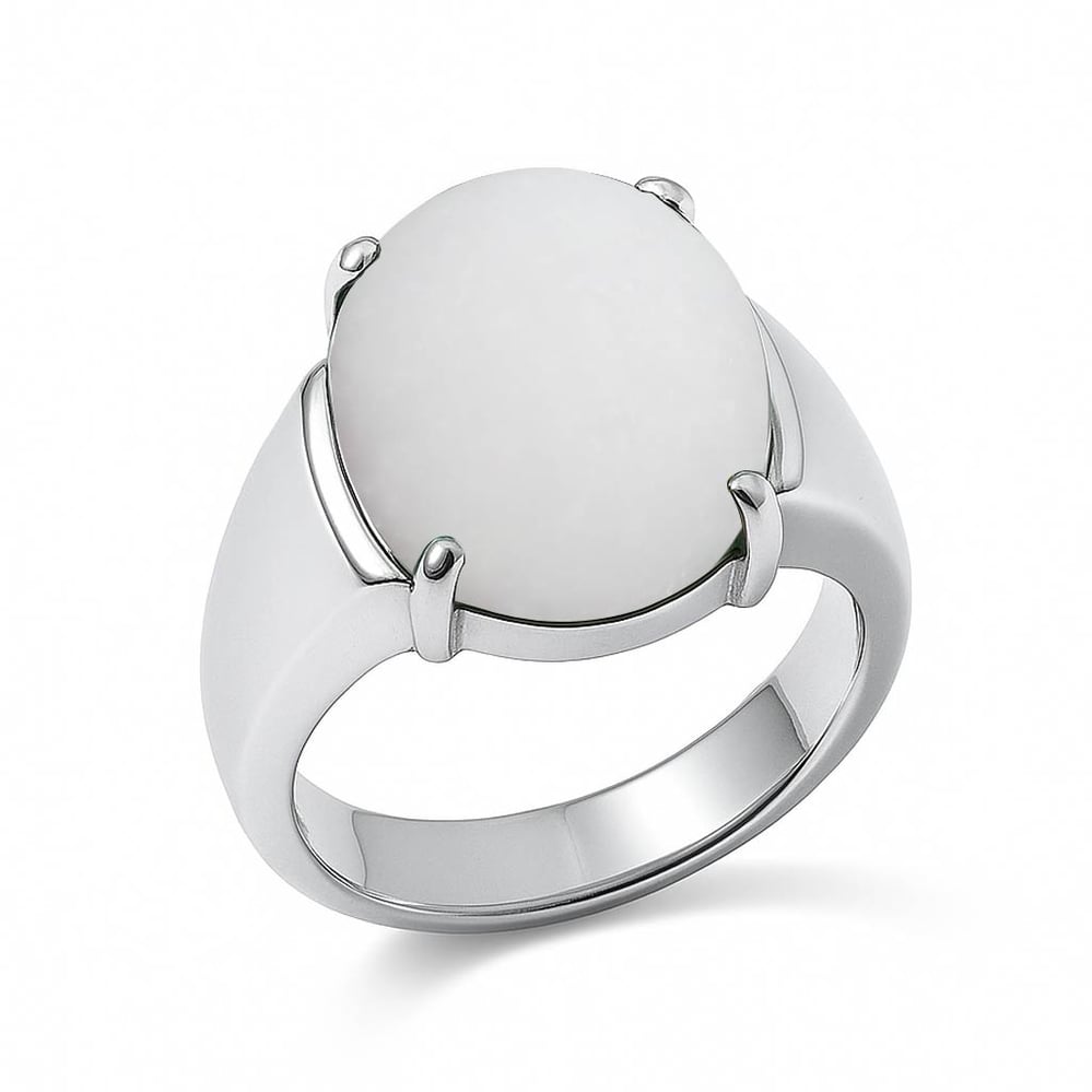 Classic Sterling Silver Opal Gemstone Ring for Male