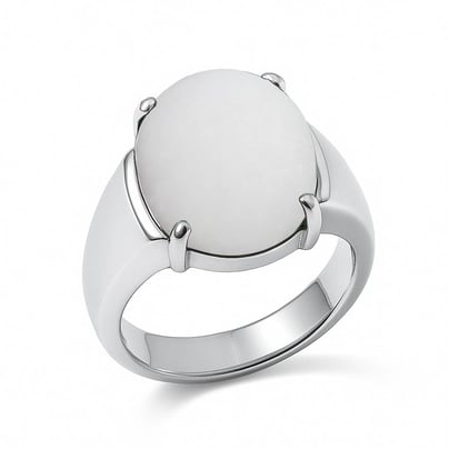 Classic Sterling Silver Opal Gemstone Ring for Male