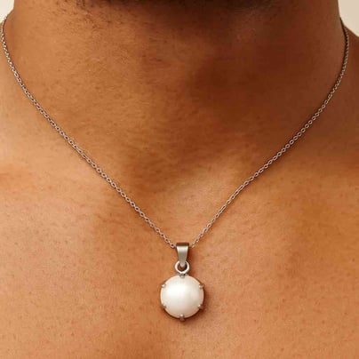 Classic Sterling Silver Pearl Gemstone Pendant