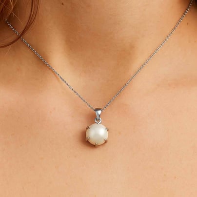 Classic Sterling Silver Pearl Gemstone Pendant
