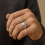 Classic Sterling Silver Pearl Gemstone Ring for Male