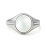 Classic Sterling Silver Pearl Gemstone Ring for Male