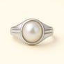 Classic Sterling Silver Pearl Gemstone Ring for Male