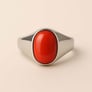 Classic Sterling Silver Red Coral Gemstone Ring for Male