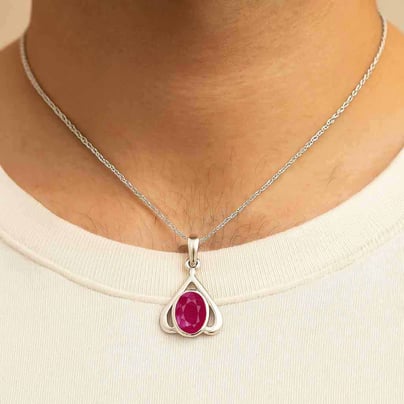 Classic Sterling Silver Ruby Gemstone Pendant