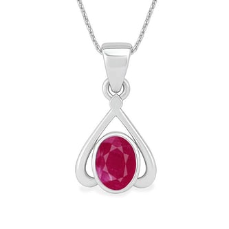 Classic Sterling Silver Ruby Gemstone Pendant