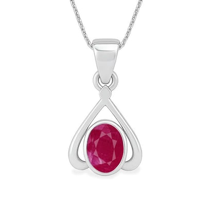 Classic Sterling Silver Ruby Gemstone Pendant