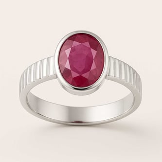 Classic Sterling Silver Ruby Gemstone Ring for Male