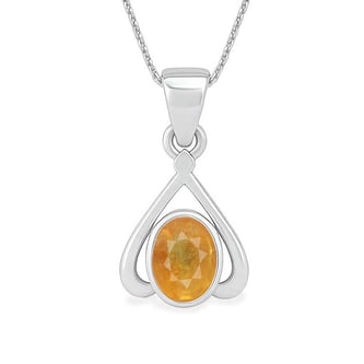 Classic Sterling Silver Yellow Sapphire Gemstone Pendant