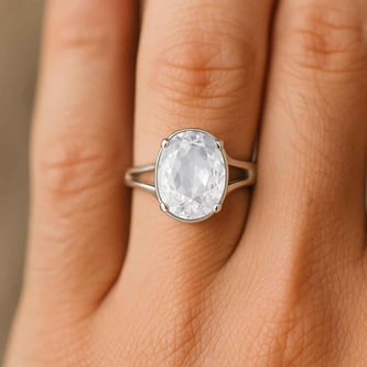 Classic Sterling Silver Zircon Gemstone Ring for Male