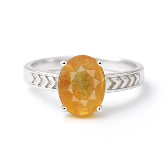 Classic Yellow Sapphire Stone Sterling Silver Ring for Women