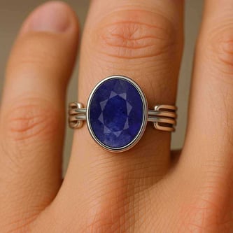 Designer 925 Sterling Silver Blue Sapphire Men’s Ring