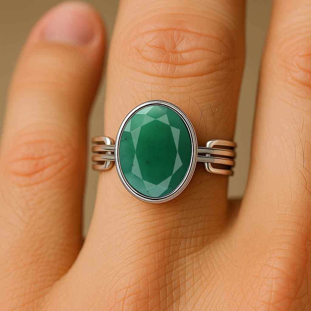Designer 925 Sterling Silver Emerald Men’s Ring