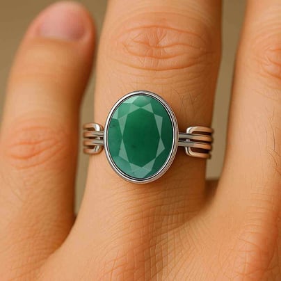 Designer 925 Sterling Silver Emerald Men’s Ring