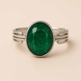 Designer 925 Sterling Silver Emerald Men’s Ring