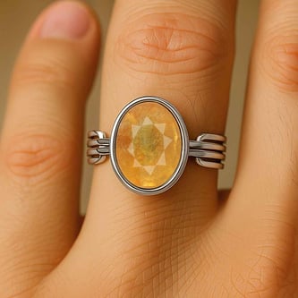 Designer 925 Sterling Silver Yellow Sapphire Men’s Ring