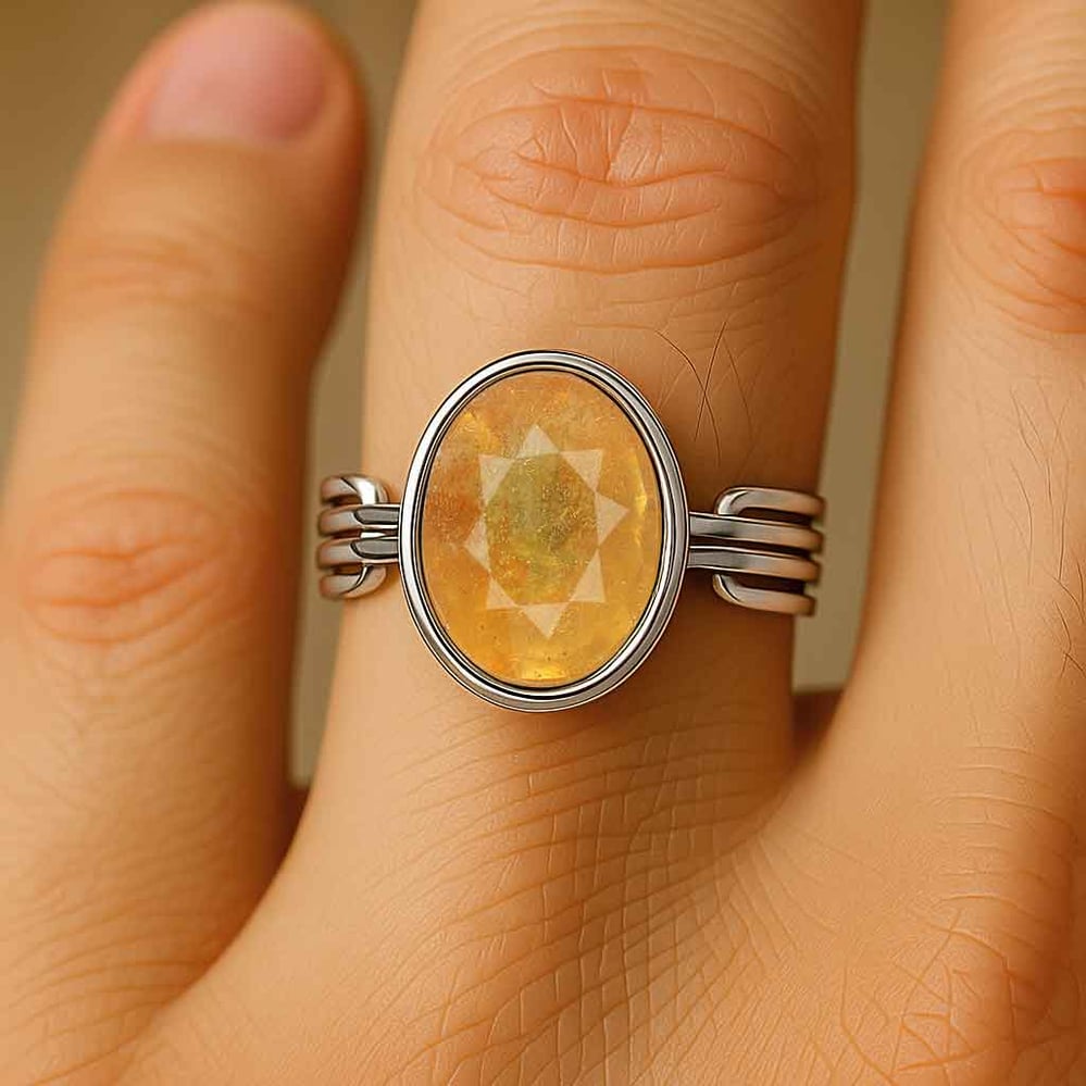 Designer 925 Sterling Silver Yellow Sapphire Men’s Ring