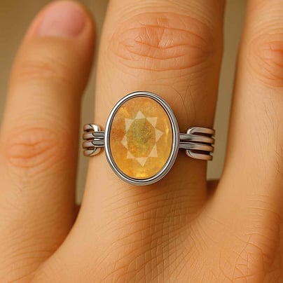 Designer 925 Sterling Silver Yellow Sapphire Men’s Ring