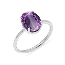 Designer Sterling Silver Amethyst Gemstone Ring for Her