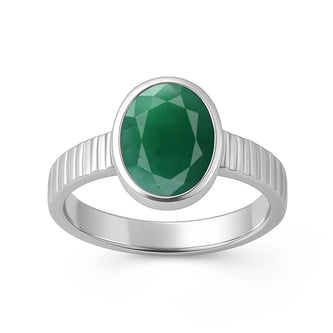Designer Sterling Silver Emerald Gemstone Ring for Her