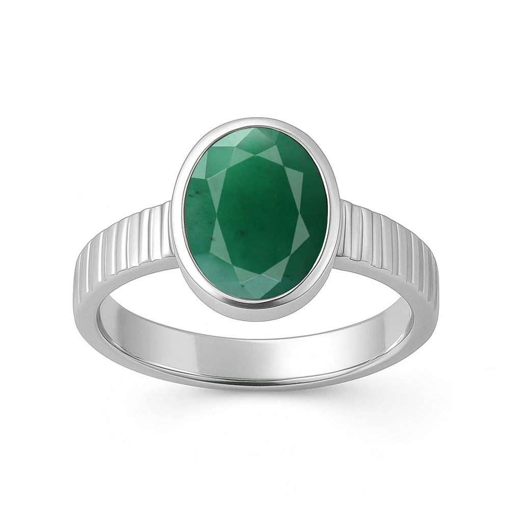 Designer Sterling Silver Emerald Gemstone Ring for Her