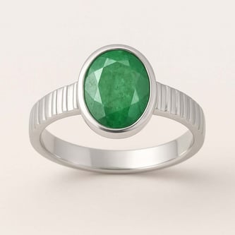 Designer Sterling Silver Emerald Gemstone Ring for Her