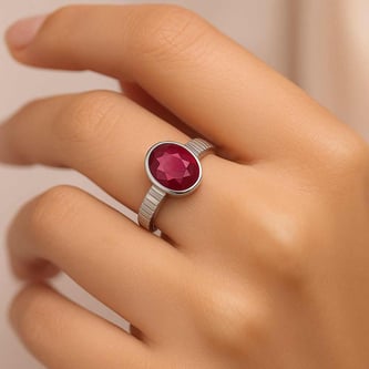 Designer Sterling Silver Ruby Gemstone Ring for Her