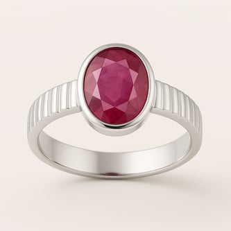 Designer Sterling Silver Ruby Gemstone Ring for Her
