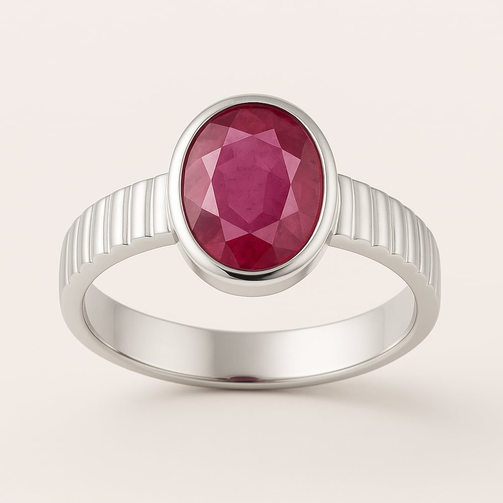 Designer Sterling Silver Ruby Gemstone Ring for Her