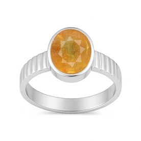 Designer Sterling Silver Yellow Sapphire Gemstone Ring for Her