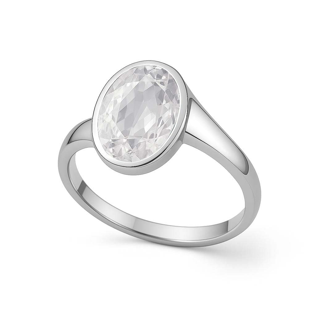 Designer Sterling Silver Zircon Gemstone Ring for Her