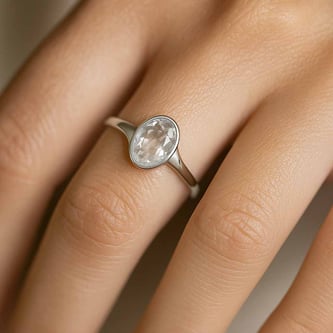 Designer Sterling Silver Zircon Gemstone Ring for Her