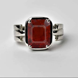 Elegant 925 Silver  Hessonite Gomed Stone Ring for Her