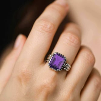 Elegant 925 Silver Jamuniya (Amethyst) Stone Ring for Her