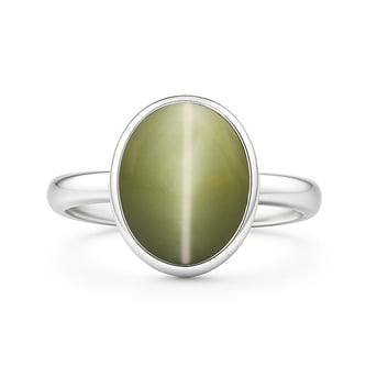 Elegant 925 Silver Lehsuniya (Cat's Eye) Stone Ring for Her