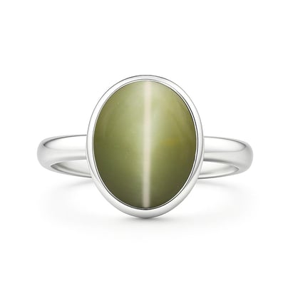 Elegant 925 Silver Lehsuniya (Cat's Eye) Stone Ring for Her