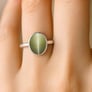 Elegant 925 Silver Lehsuniya (Cat's Eye) Stone Ring for Her