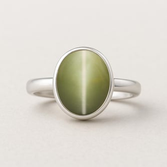 Elegant 925 Silver Lehsuniya (Cat's Eye) Stone Ring for Her