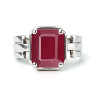 Elegant 925 Silver Manik (Ruby) Stone Ring for Her