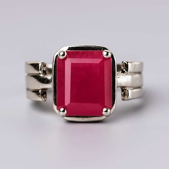 Elegant 925 Silver Manik (Ruby) Stone Ring for Her