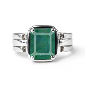 Elegant 925 Silver Panna (Emerald) Stone Ring for Her